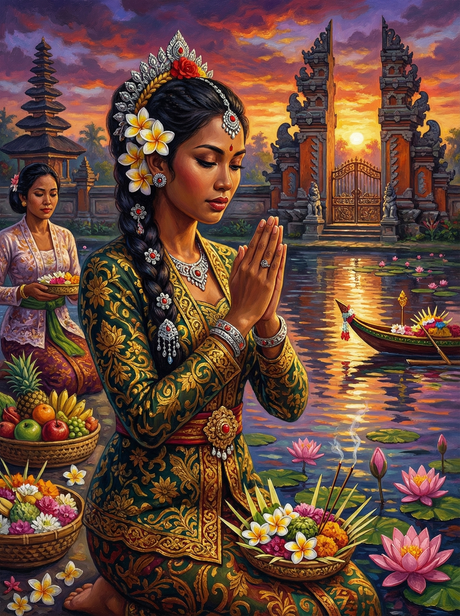 Balinese Sunset Offering (150 Color Diamond Painting) Diamond Painting kit