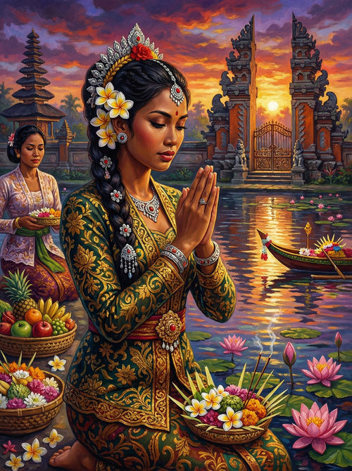 Balinese Sunset Offering (Board Canvas)