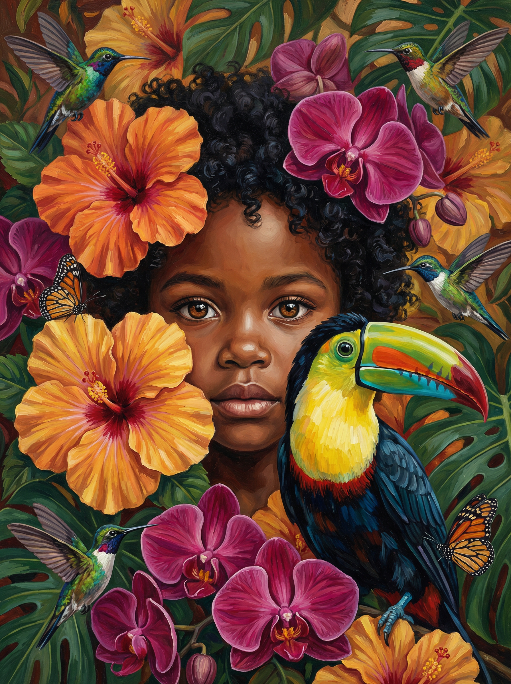 Vibrant Toucan & Orchid Jungle (Diamond Painting) Diamond Painting kit