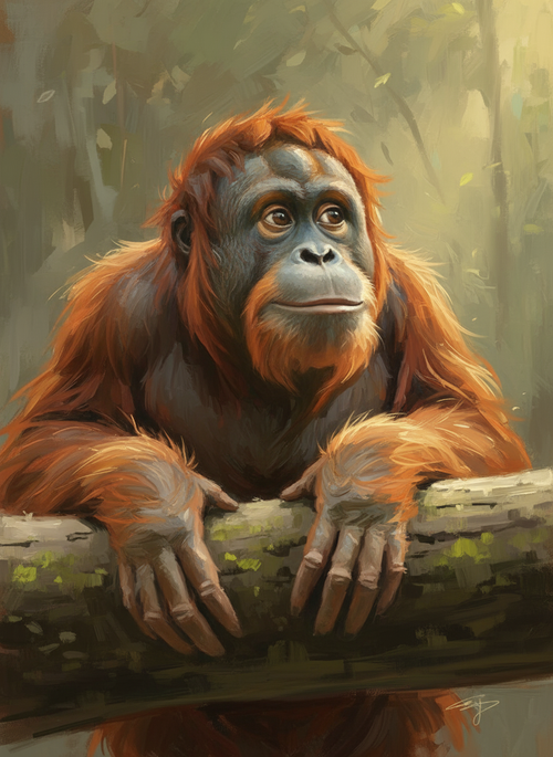 Gentle Orangutan (Board Canvas)
