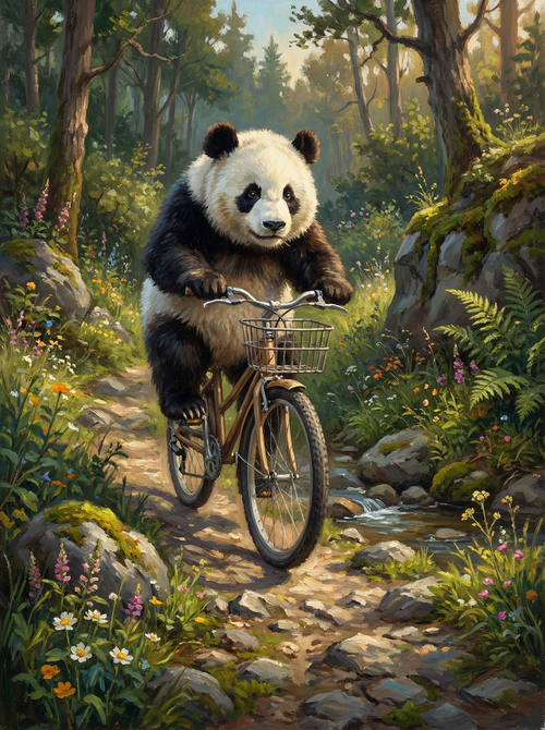 Forest Trail Cyclist (Diamond Painting) Diamond Painting kit