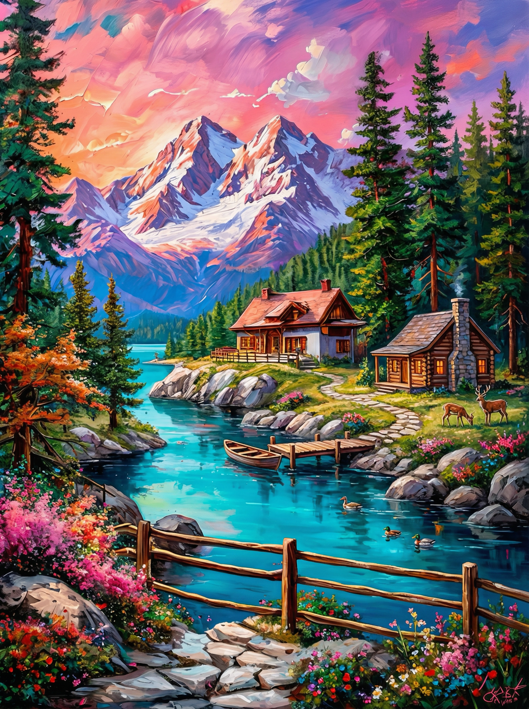 Lakeside Haven (100 Color Diamond Painting)