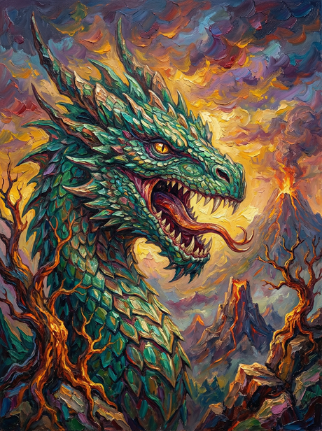 Emerald Fire Dragon (100 Color Diamond Painting) Diamond Painting kit