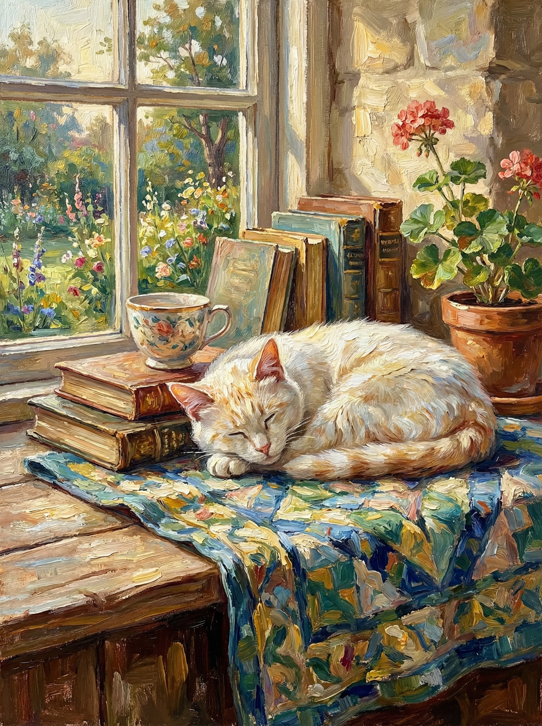 Sunlit Window Slumber (Diamond Painting)