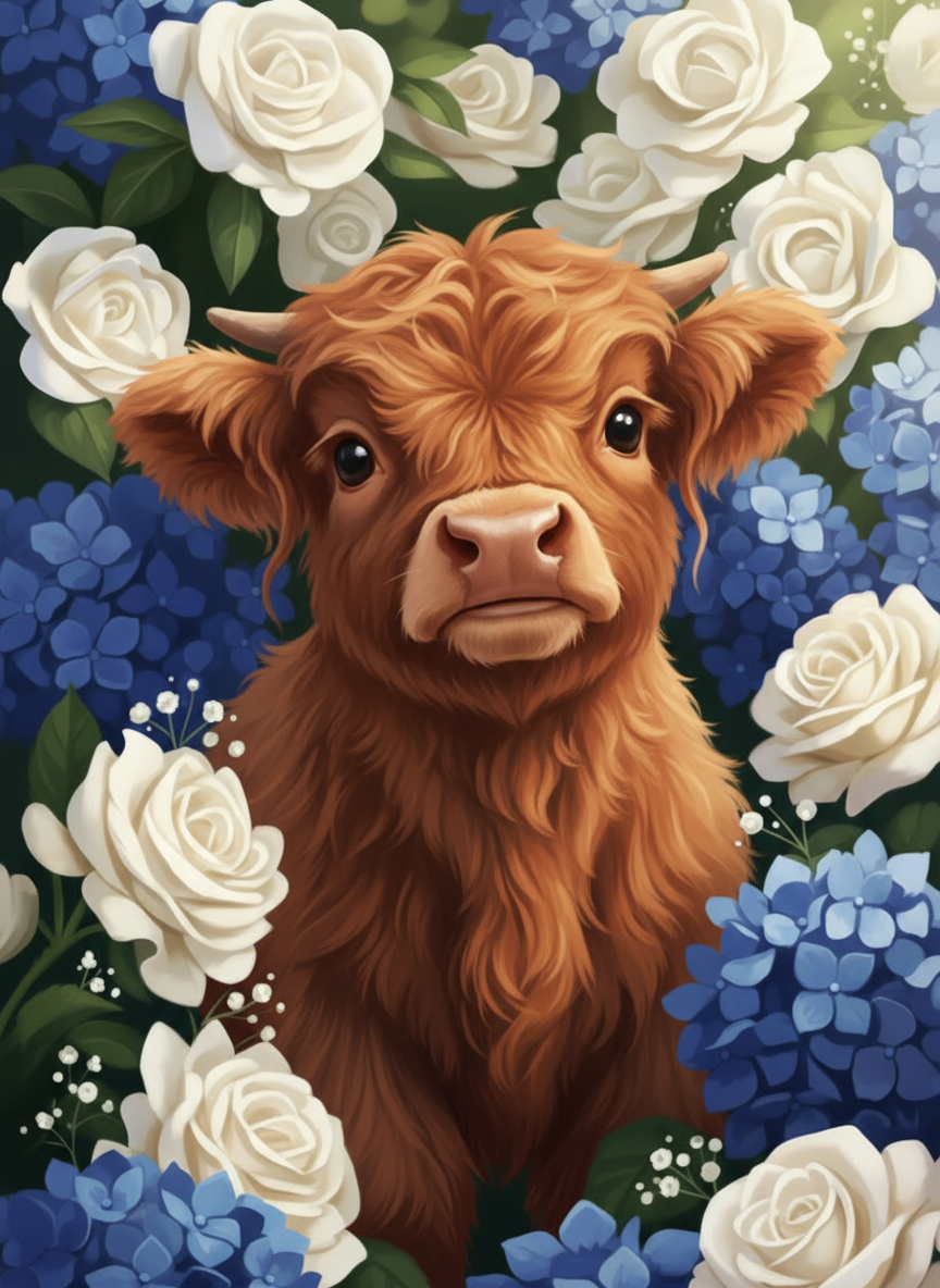 Highland Cow Gentle Continuum (Board Canvas)