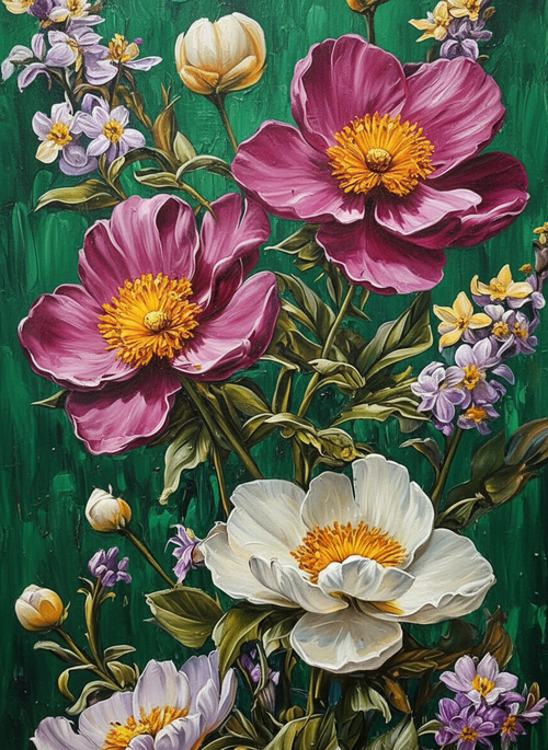 Peony Symphony (100 Color Diamond Painting)