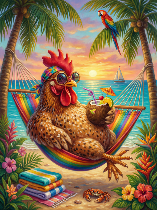 Beach Bum Chicken (Board Canvas)