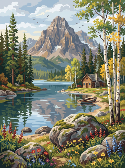 Alpine Lakeside Escape (100 Color Diamond Painting) Diamond Painting kit