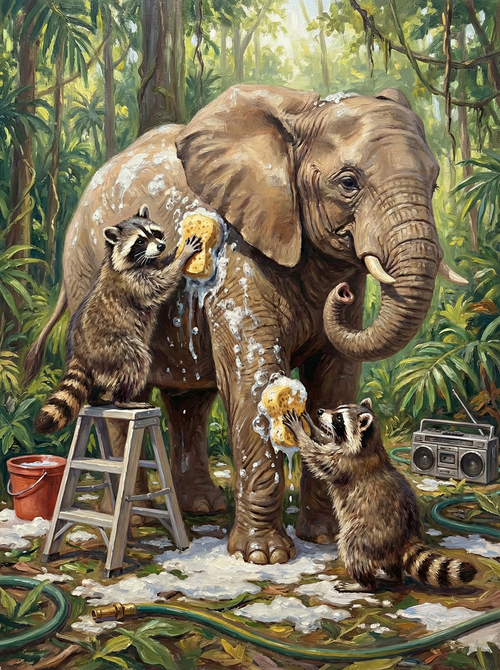 Elephant Spa Helpers (Diamond Painting) Diamond Painting kit