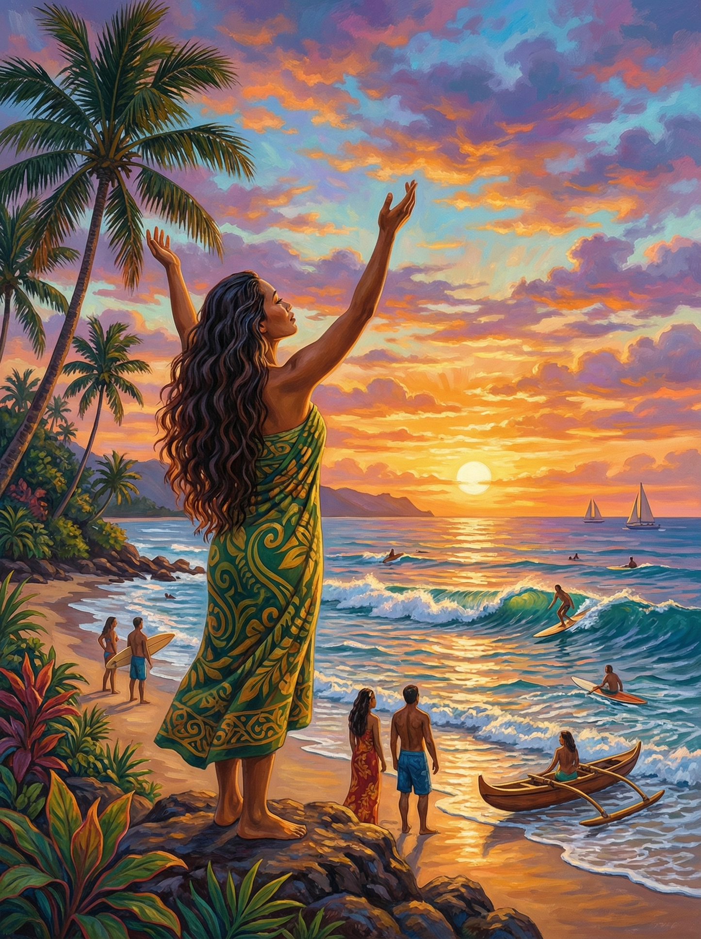 Hawaiian Sunset Blessing (Board Canvas)
