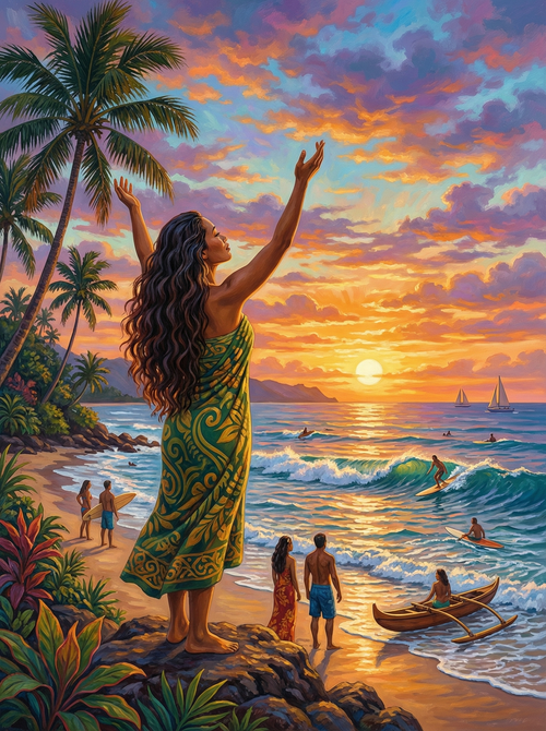 Hawaiian Sunset Blessing (Board Canvas)