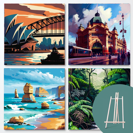Australian Bundle (4 Designs + Free Easel) People Paint by Numbers kit