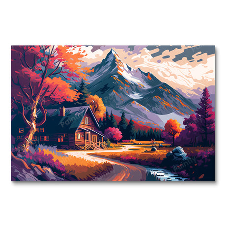 Scenic Cottage by the Mountain (Diamond Painting) Diamond Painting kit