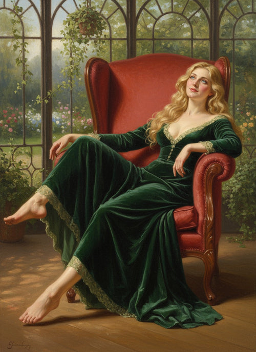 Lady in Emerald Velvet (Board Canvas)