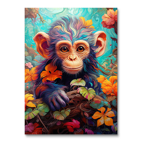 Floral Little Monkey II (Diamond Painting) Diamond Painting kit