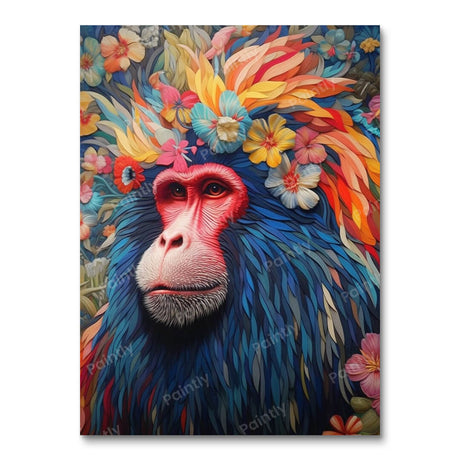 Floral Mandrill Baboon (Diamond Painting) Diamond Painting kit