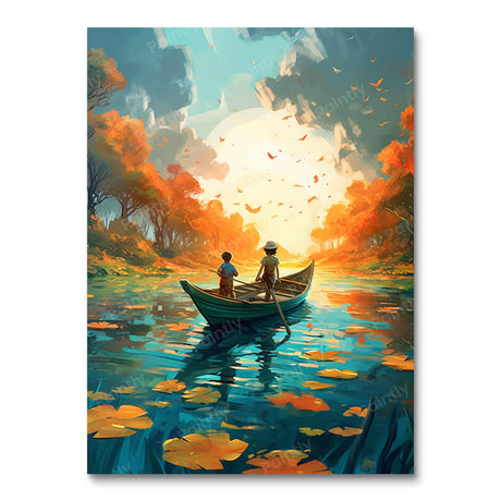 Spring Time Boat Stroll Boats Paint by Numbers kit