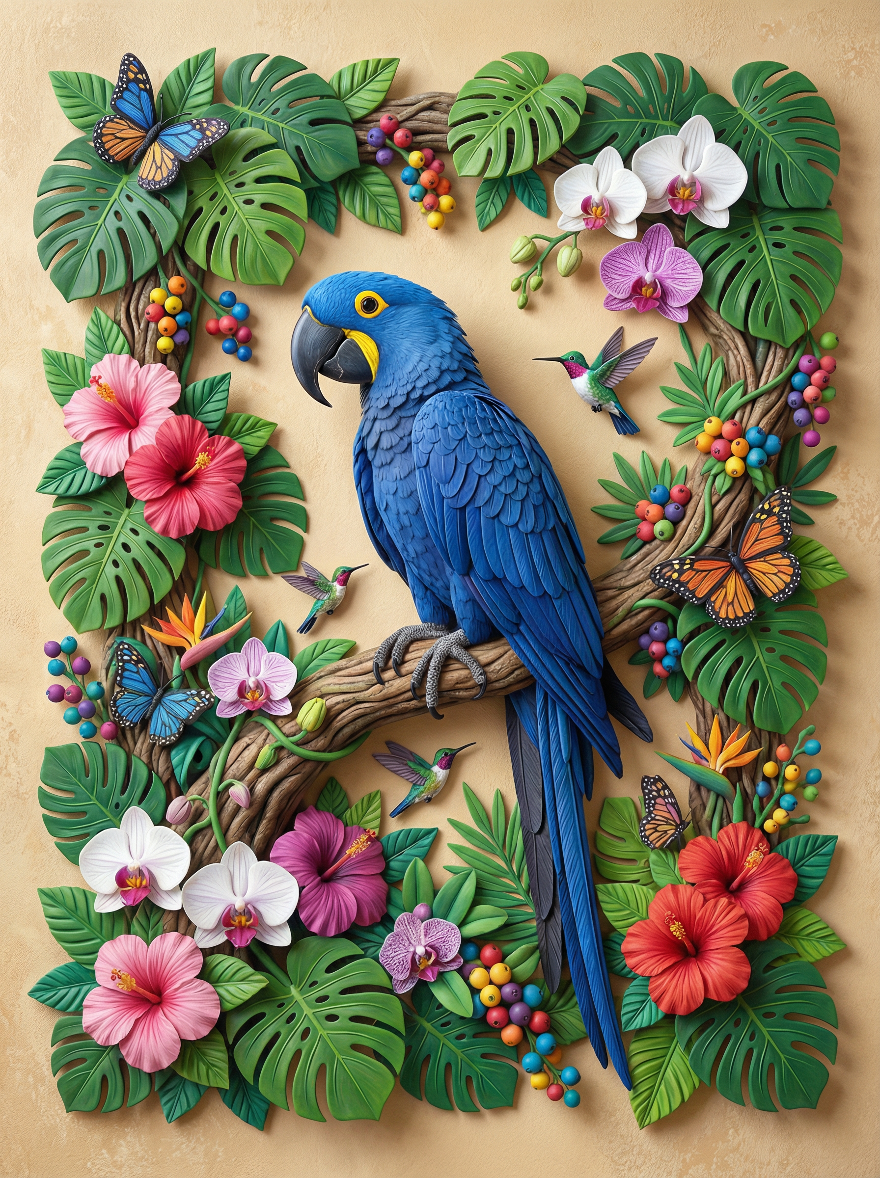 Tropical Blue Macaw (100 Color Diamond Painting) Diamond Painting kit