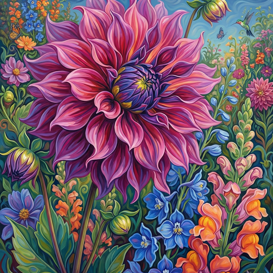 Blossoming Dahlia Dream (Diamond Painting)