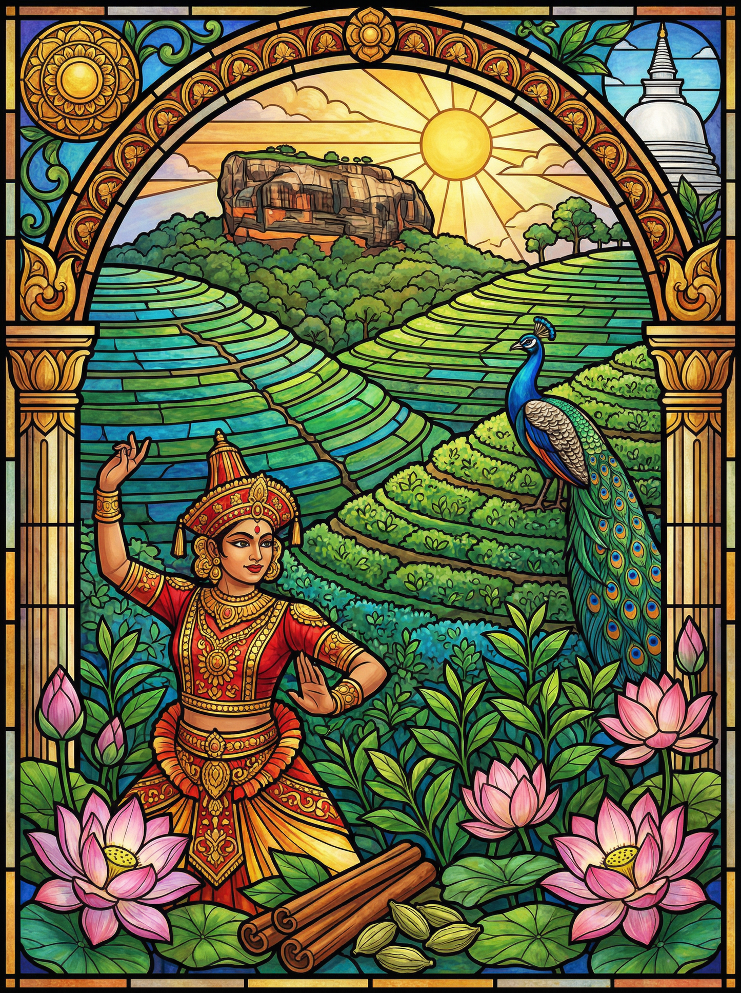 Sri Lankan Dancer and Peacock (100 Color Diamond Painting) Diamond Painting kit