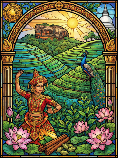 Sri Lankan Dancer and Peacock (100 Color Diamond Painting) Diamond Painting kit