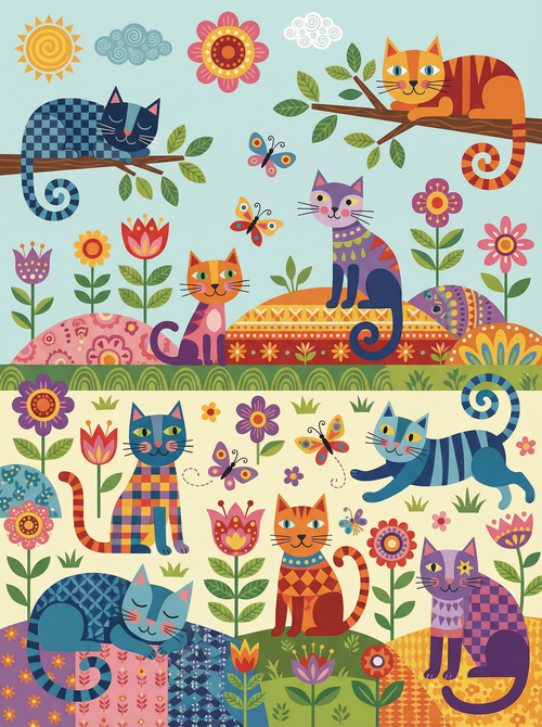 Colorful Kitty Garden (Diamond Painting) Diamond Painting kit