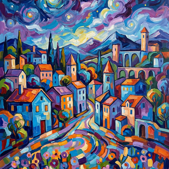 Starlit Village Dreams (Diamond Painting)