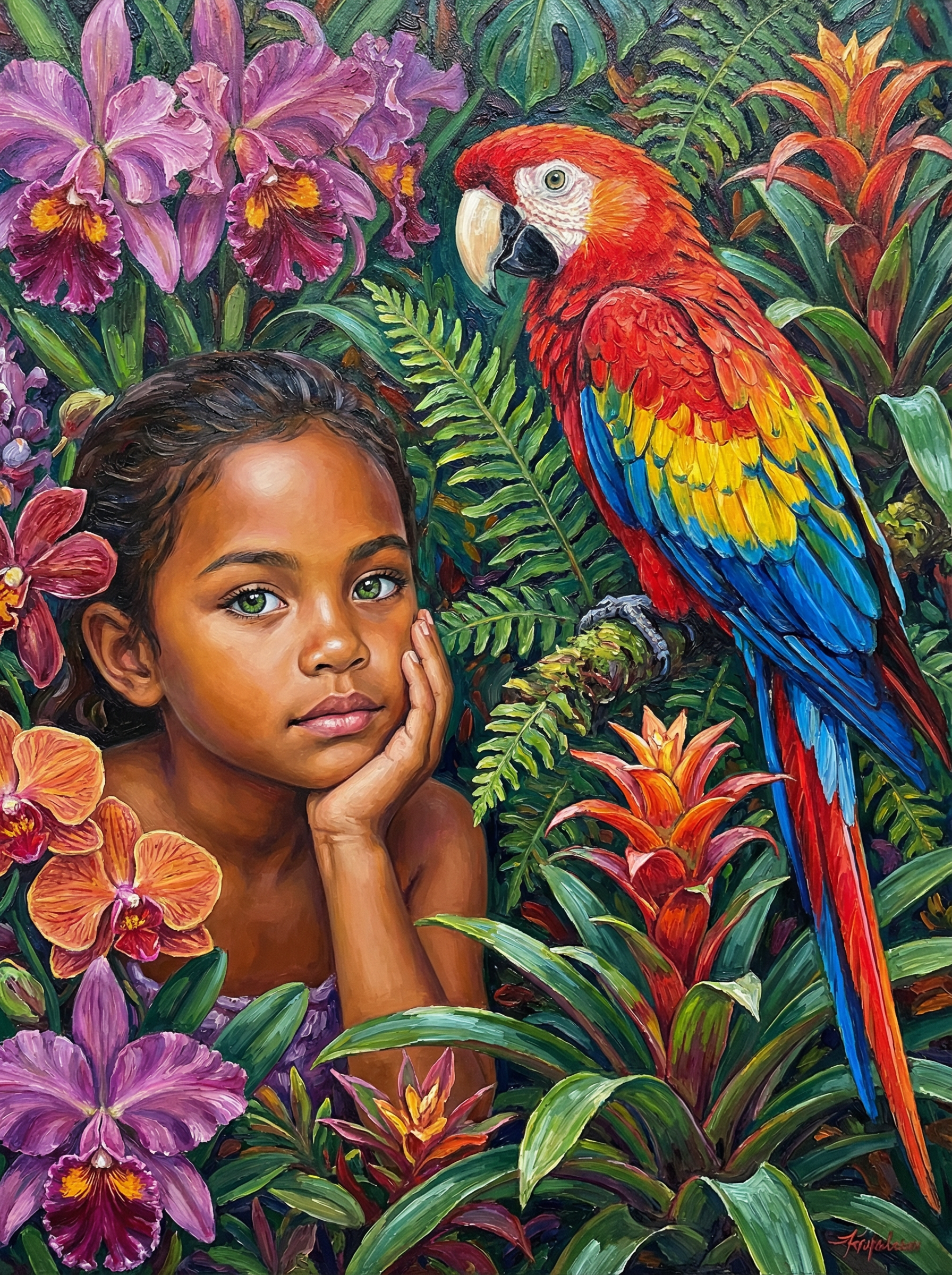 Tropical Macaw and Jungle Bloom (Diamond Painting) Diamond Painting kit