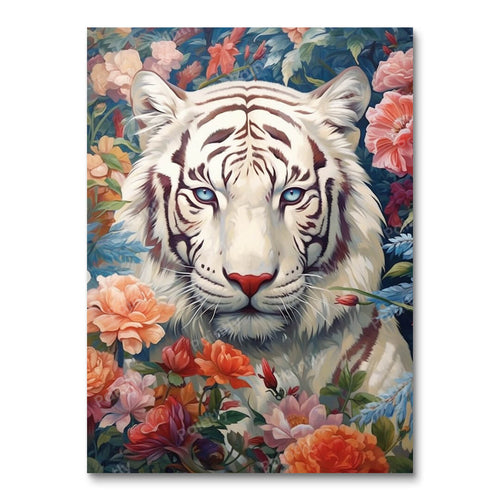 Floral White Tiger (Diamond Painting)