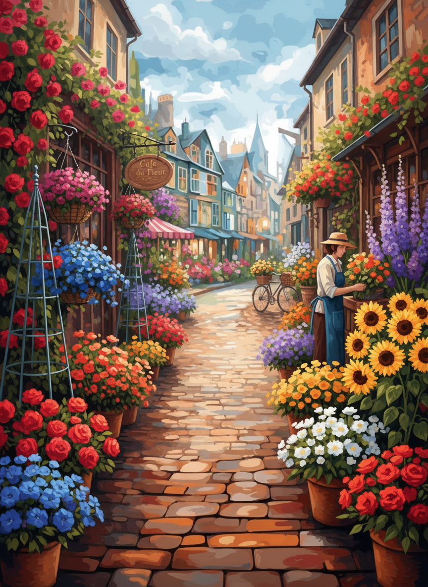 Parisian Flower Lane (100 Color Diamond Painting)