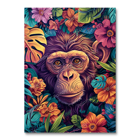 Floral Chimpanzee Contemplation (Diamond Painting) Diamond Painting kit