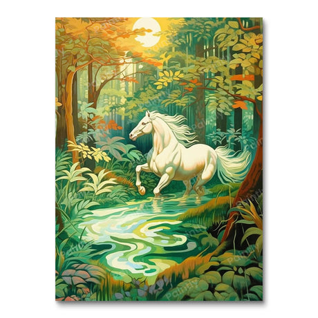 Tropical Trot of the White Horse (Diamond Painting) Diamond Painting kit