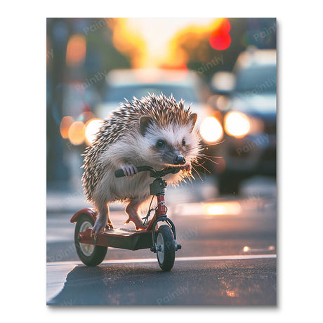 Hedgehog Beating the Traffic (Diamond Painting) Diamond Painting kit