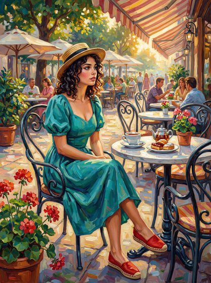 Woman at the Parisian Cafe (Diamond Painting) Diamond Painting kit