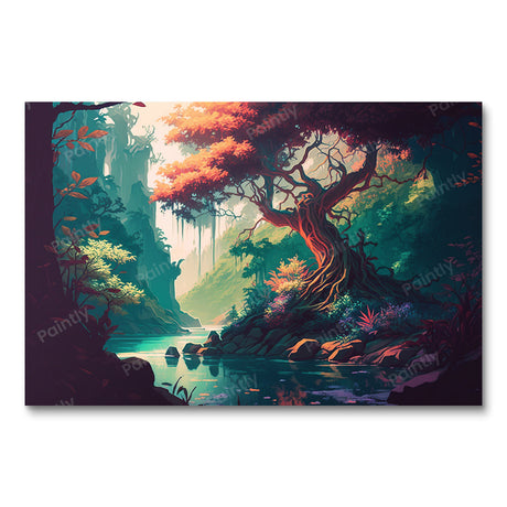 Serene Rainforest Streamscape (Diamond Painting) Diamond Painting kit