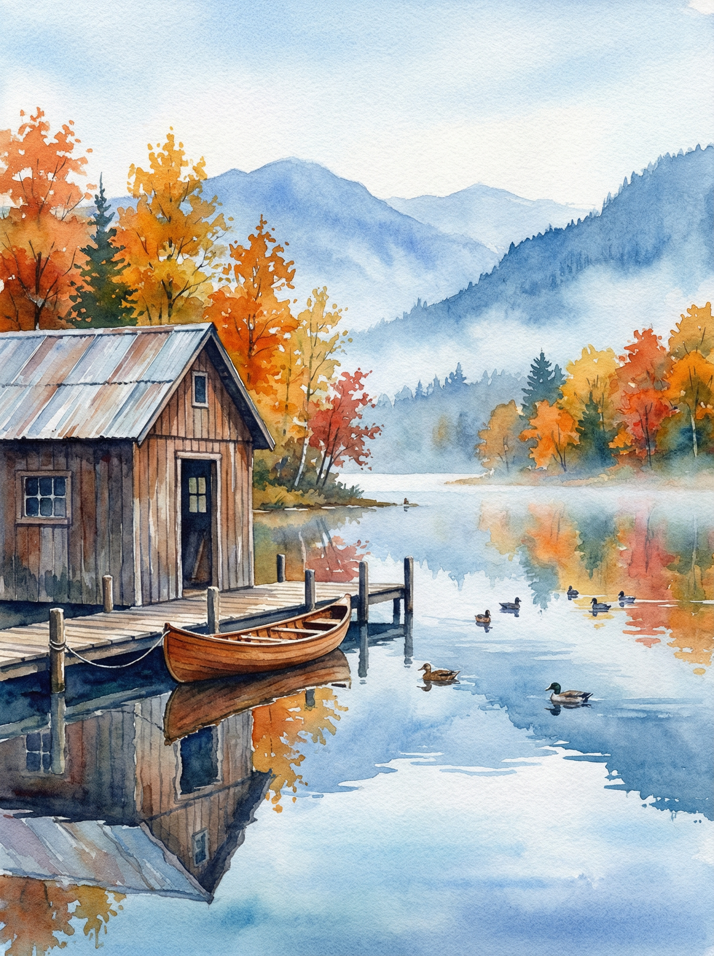 Autumn Lakeside Cabin (Diamond Painting) Diamond Painting kit