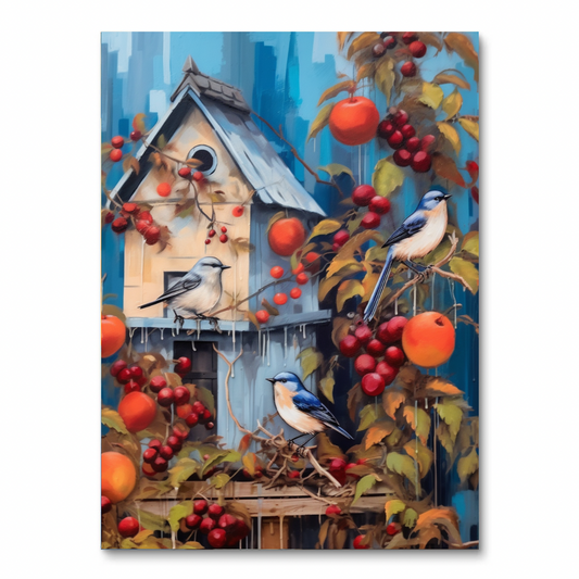 Birdhouse and Blue Birds