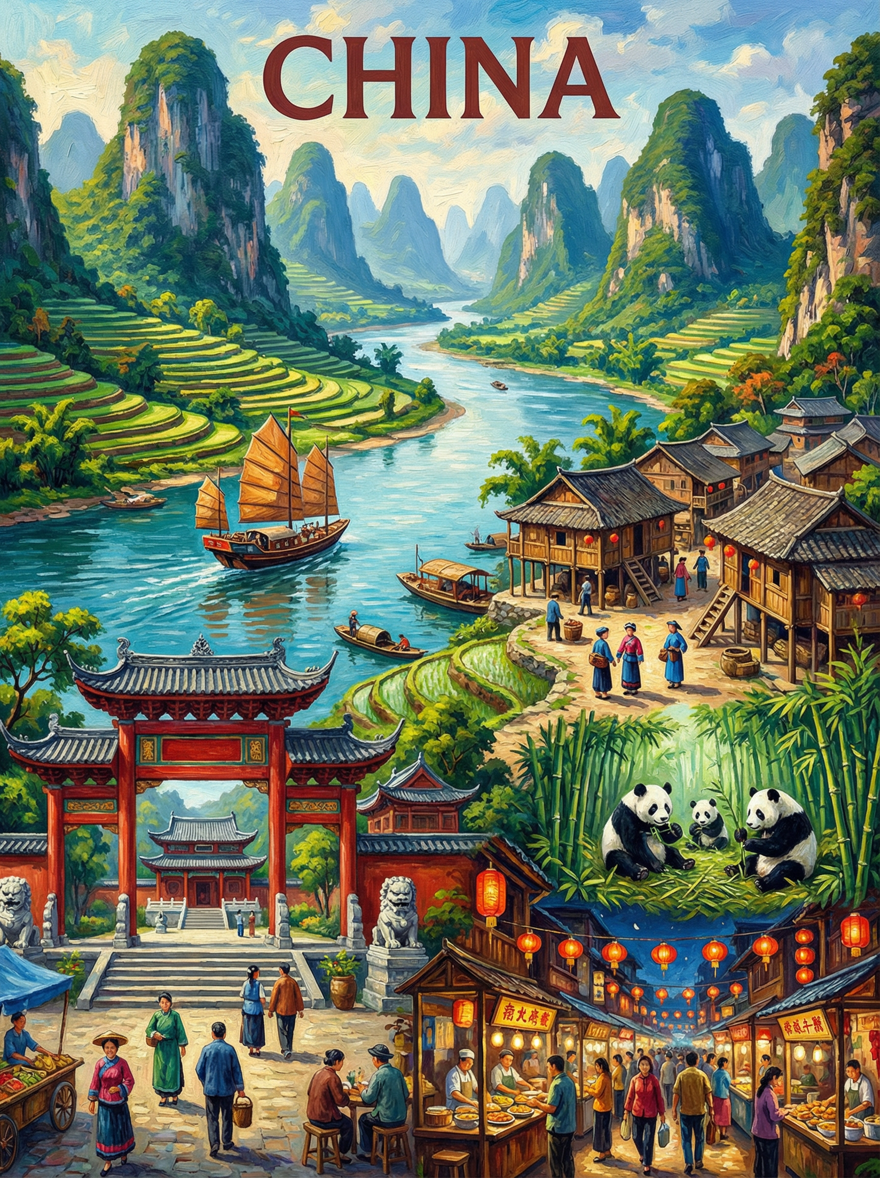 China Riverland Traditions (100 Color Diamond Painting)