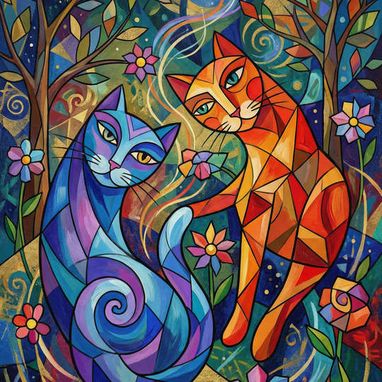 Whimsical Feline Dance (Diamond Painting)