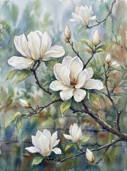 Morning Magnolia Mist (Diamond Painting)