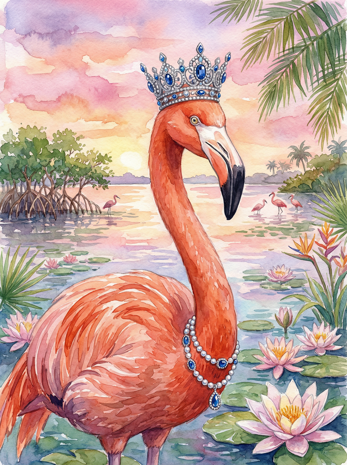 Flamingo Sunset Royalty