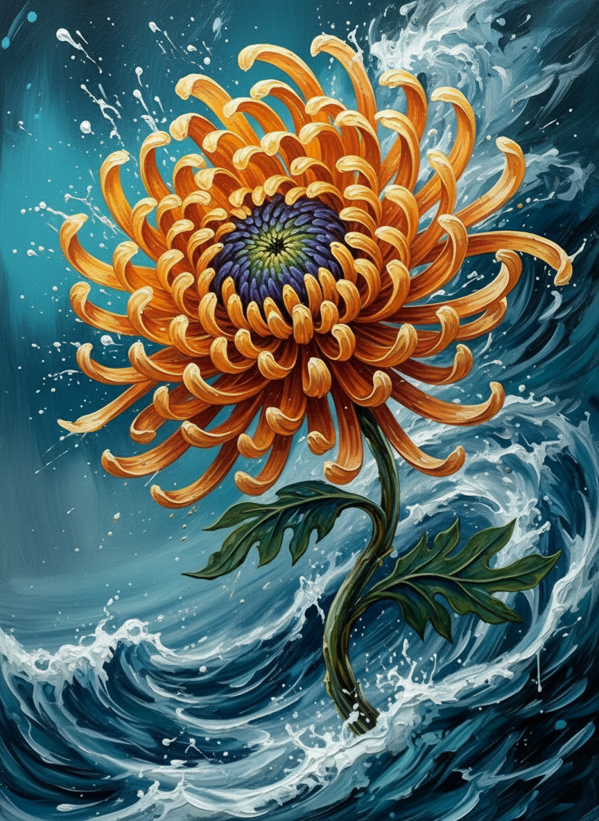 Chrysanthemum and the Sea (Board Canvas)