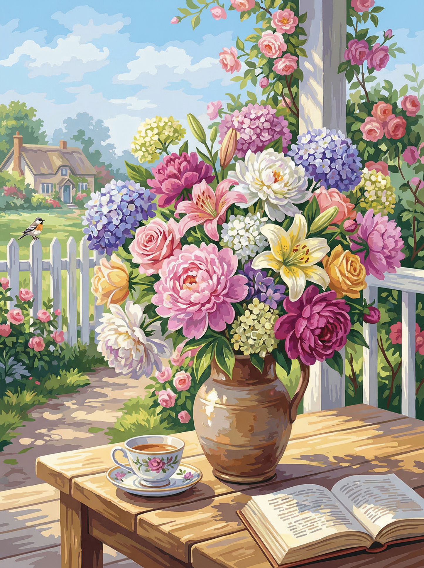 Porchside Floral Morning (Diamond Painting)