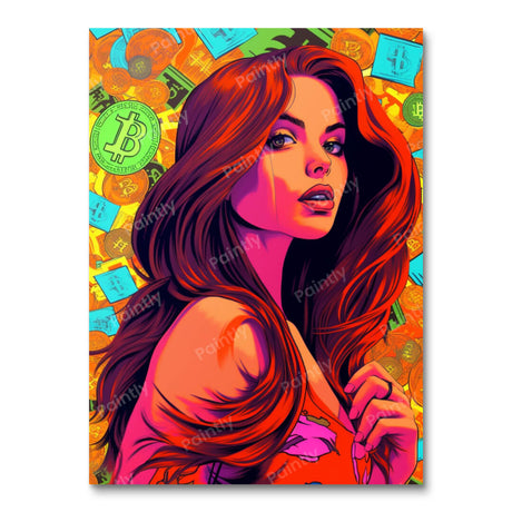 Bitcoin Pop Art Tattoo Girl (Diamond Painting) Diamond Painting kit