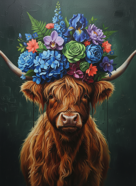 Crown of the Wild Highland Cow (Board Canvas) Paint by Numbers kit