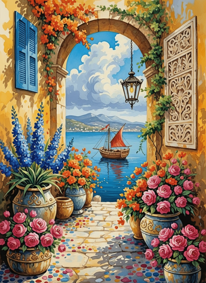 Floral Sea Archway (100 Color Diamond Painting) Diamond Painting kit