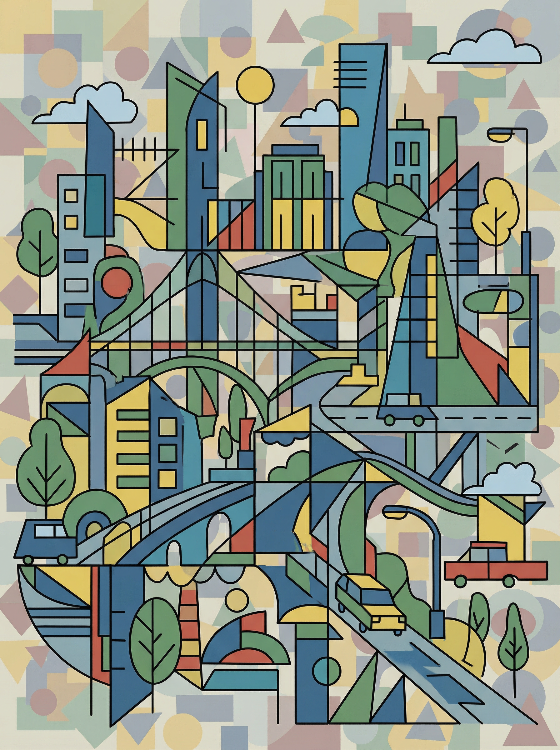 Modern City Geometry (100 Color Diamond Painting) Diamond Painting kit