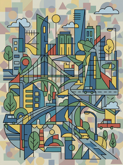 Modern City Geometry (100 Color Diamond Painting) Diamond Painting kit