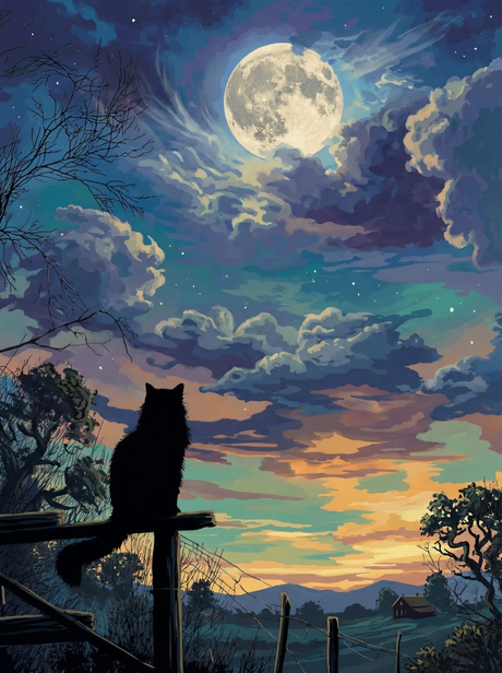 Moonlit Cat Watch (Diamond Painting) Diamond Painting kit