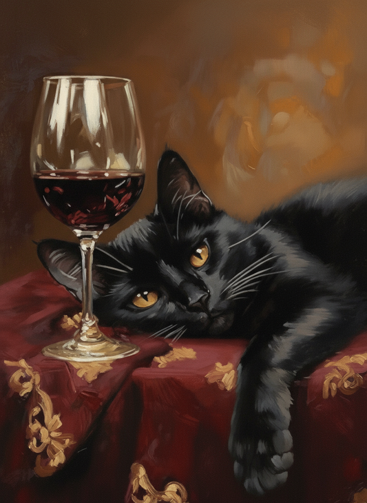 Cabernet Cat (Board Canvas)